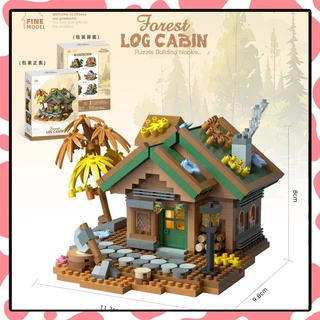 เลโก้บ้าน ตัวต่อนาโน 3D บ้านไม้ บ้านต้นซากุระ บ้านกังหันลม ขนาดเล็ก ของขวัญน่ารักๆ（ไม่มีไฟ）