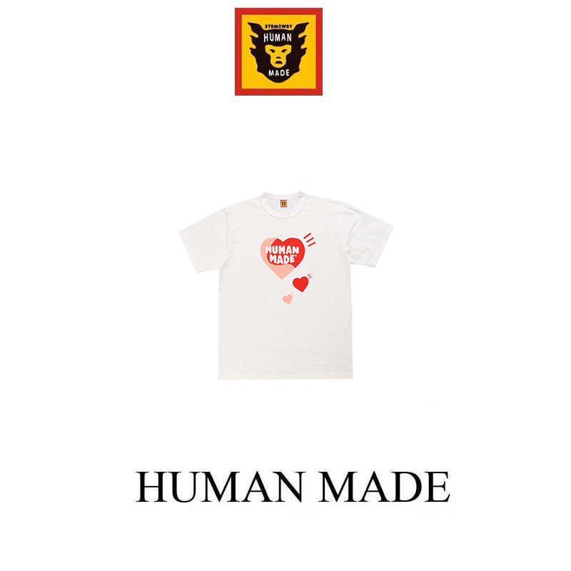 【Human Made】🇯🇵 พร้อมส่ง/ เสื้อ human made ลายหัวใจ 3 หัวใจ หลวม แขนสั้น