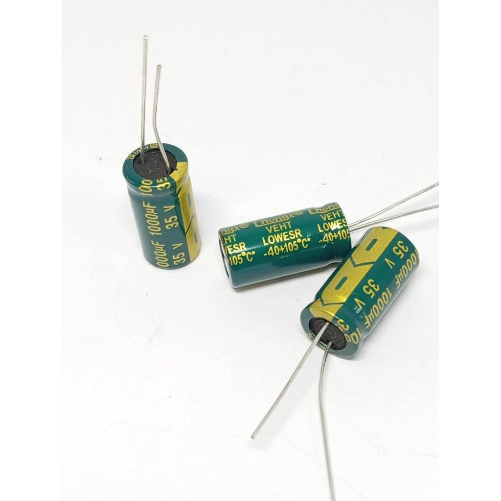 พร้อมส่ง 1000 uF 35 V คาปาซิเตอร์เกรดดี คาปาซิเตอร์ 1000UF 35V เป็นตัวเก็บประจุที่มีประสิทธิภาพสูงสำหรับวงจรไฟฟ้า