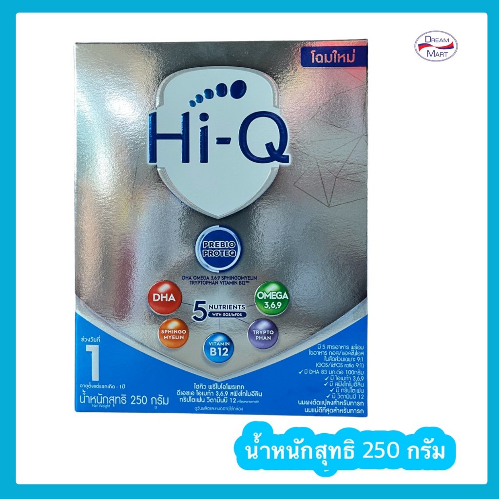 [นมผง] Hi-Q Prebio ProteQ ไฮคิวสูตร1 พรีไบโอโพรเทค ขนาด 250 กรัม