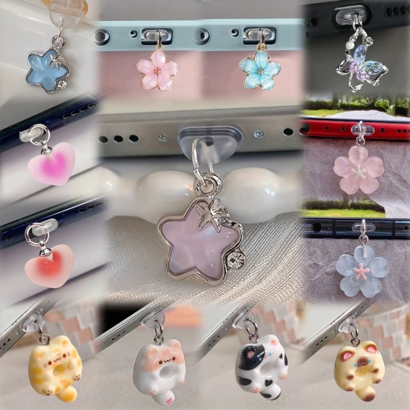 จี้จุกกันฝุ่นโทรศัพท์มือถือ จุกกันฝุ่นรูปดาวสำหรับหูฟังและพอร์ตชาร์จโทรศัพท์ IP Type-Cปลั๊กกันฝุ่นพอร์ตชาร์จโทรศัพท์มือถ