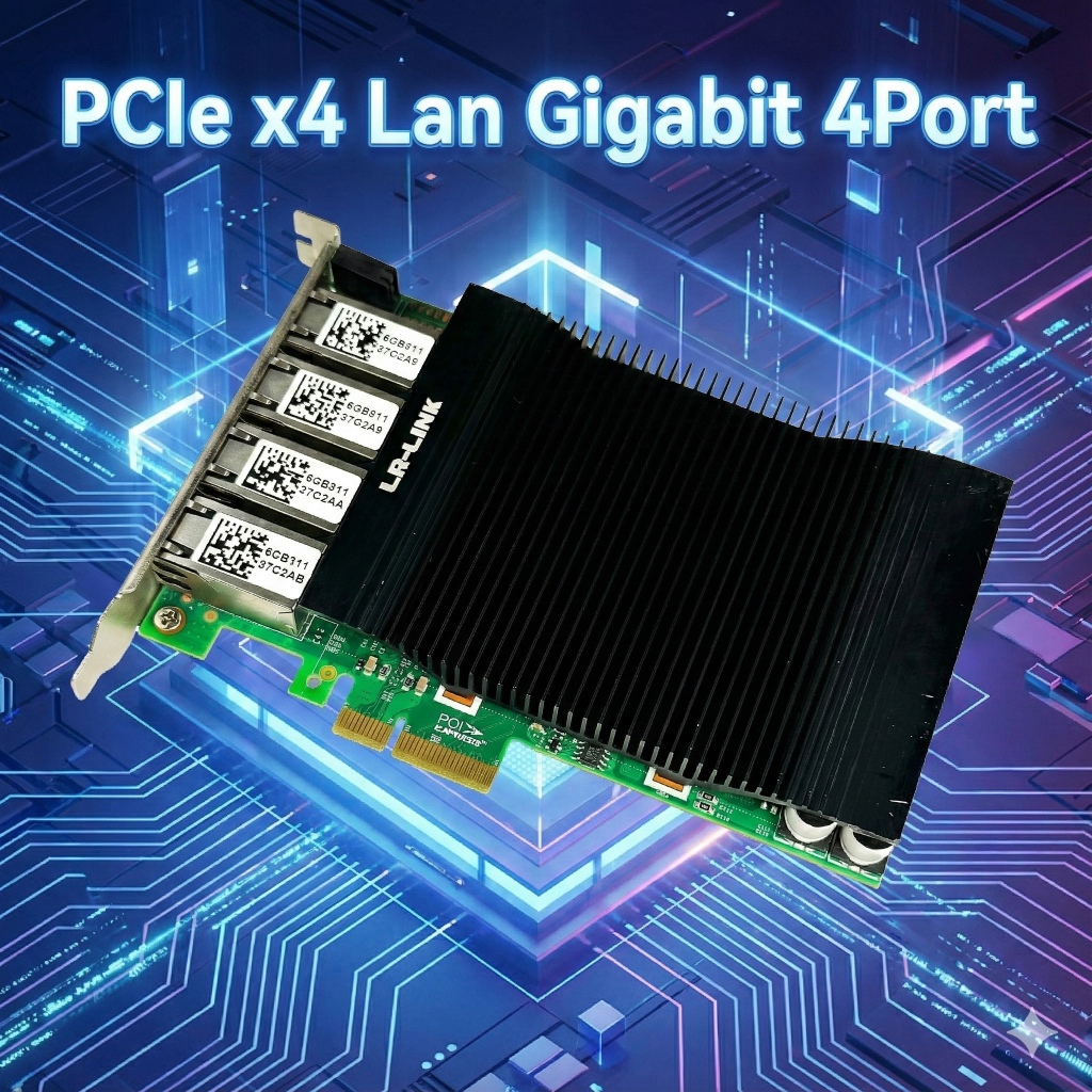 LAN Card 4 Port PoE+ LR-LINK LRES2004PT-POE (Intel I350) PCIe x4 Gigabit สำหรับ Server/CCTV มือสอง ป
