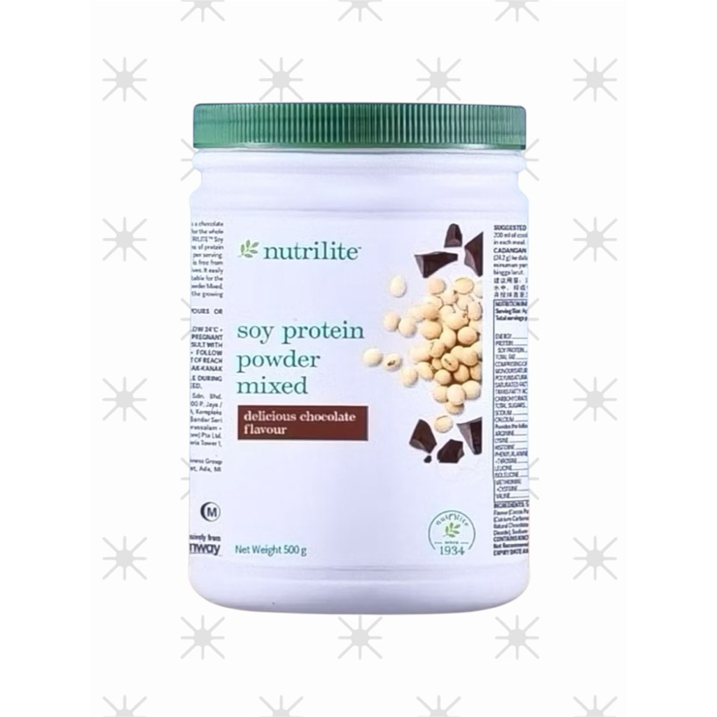 นิวทริไลท์ เครื่องหมายการค้า โปรตีน รสช็อกโกแลต - ขนาด 500 กรัม ไม่มีซ้อน Amway Nutrilite Soy Protein Chocolate 500g