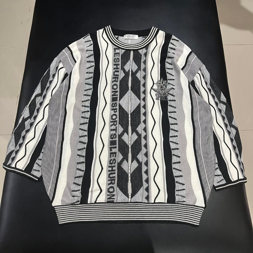 Vintage Coogi Style Knit Sweater By LESHURON SPORTS