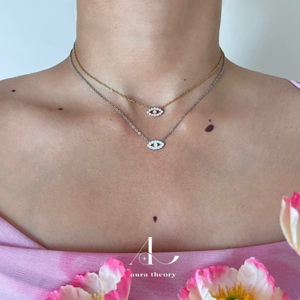 สร้อยสแตนเลส aura theory Evil Eye amulet necklace