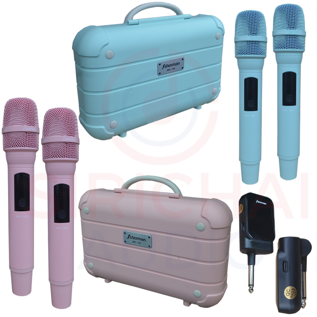 ไมค์ลอยคู่ SHERMAN รุ่น MIC160 พร้อมกล่อง (มี2สี ชมพู, ฟ้า)