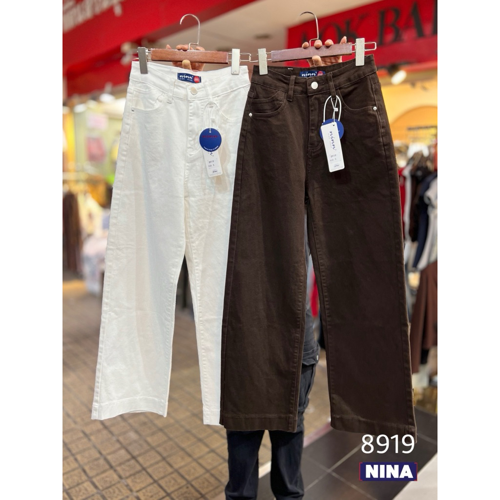 #8919กางเกงยีนส์ผ้ายืดทรงกระบอก ผ้ายืดเอวสูงงานดีเว่อร์ ผ้าเนื้อแน่น เก็บทรง ปลายขาเย็บเก็บขอบใหญ่ - รูปที่ 2