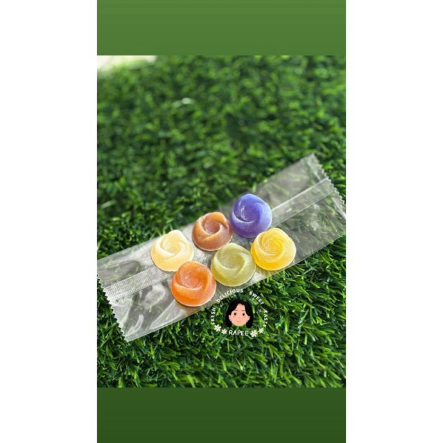 ขนาด 6 ชิ้น วุ้นกรอบน้ำสมุนไพร  Rapee homemade หวานน้อย หนึบหนับ พร้อมส่ง