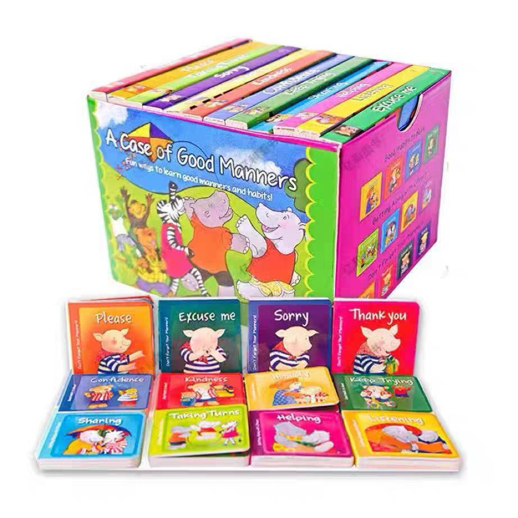 Board book A case of good manners box set 12 เล่ม หนังสืออ่านภาษาอังกฤษสำหรับเด็กปกแข็ง หนังสือสำหรับเด็กเล็ก(701175477)