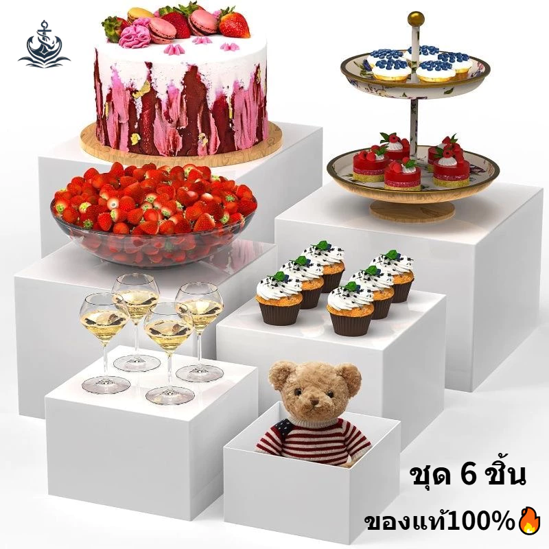ชุดแสดงขนม ถาดอะคริลิกลายหิน ชุด 6 ชิ้น ตกแต่งงานแต่งงาน งานเลี้ยง บุฟเฟต์ โต๊ะขนมหวาน เที่ยงคืน สไตล์ins อินฟลูเอนเซอร์