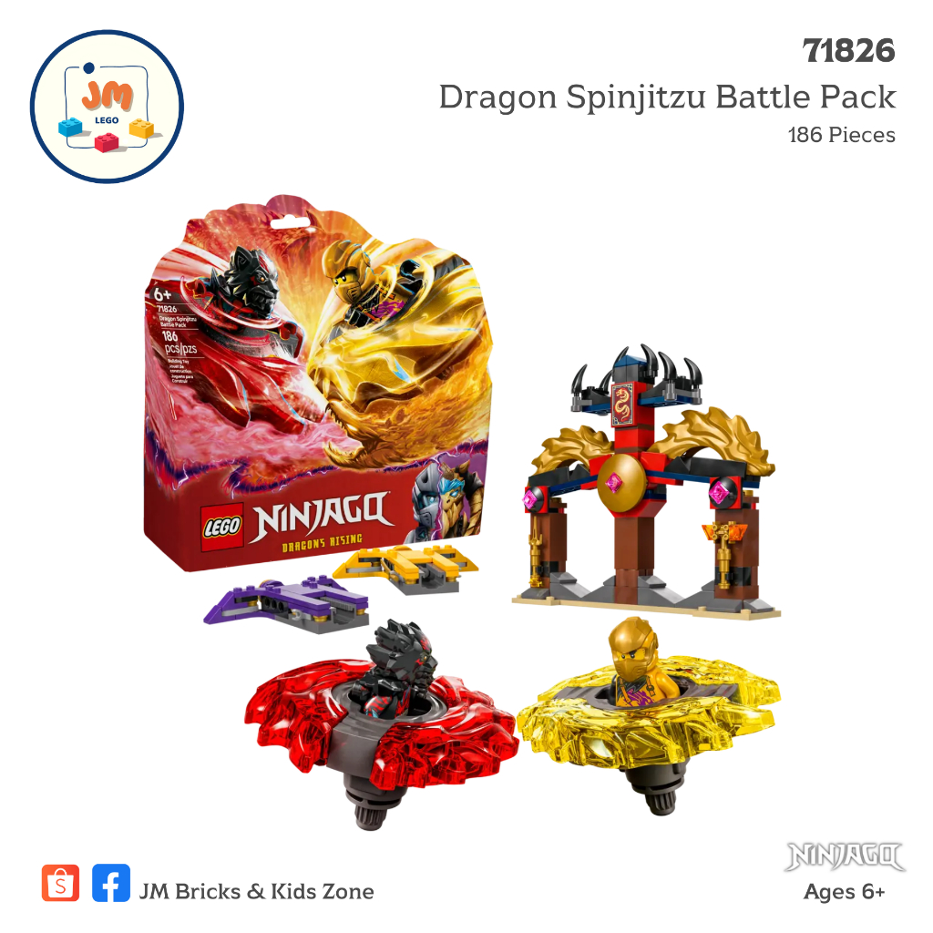 LEGO Ninjago 71826 Dragon Spinjitzu Battle Pack (186 Pieces) สำหรับเด็กอายุ 6 ปีขึ้นไป