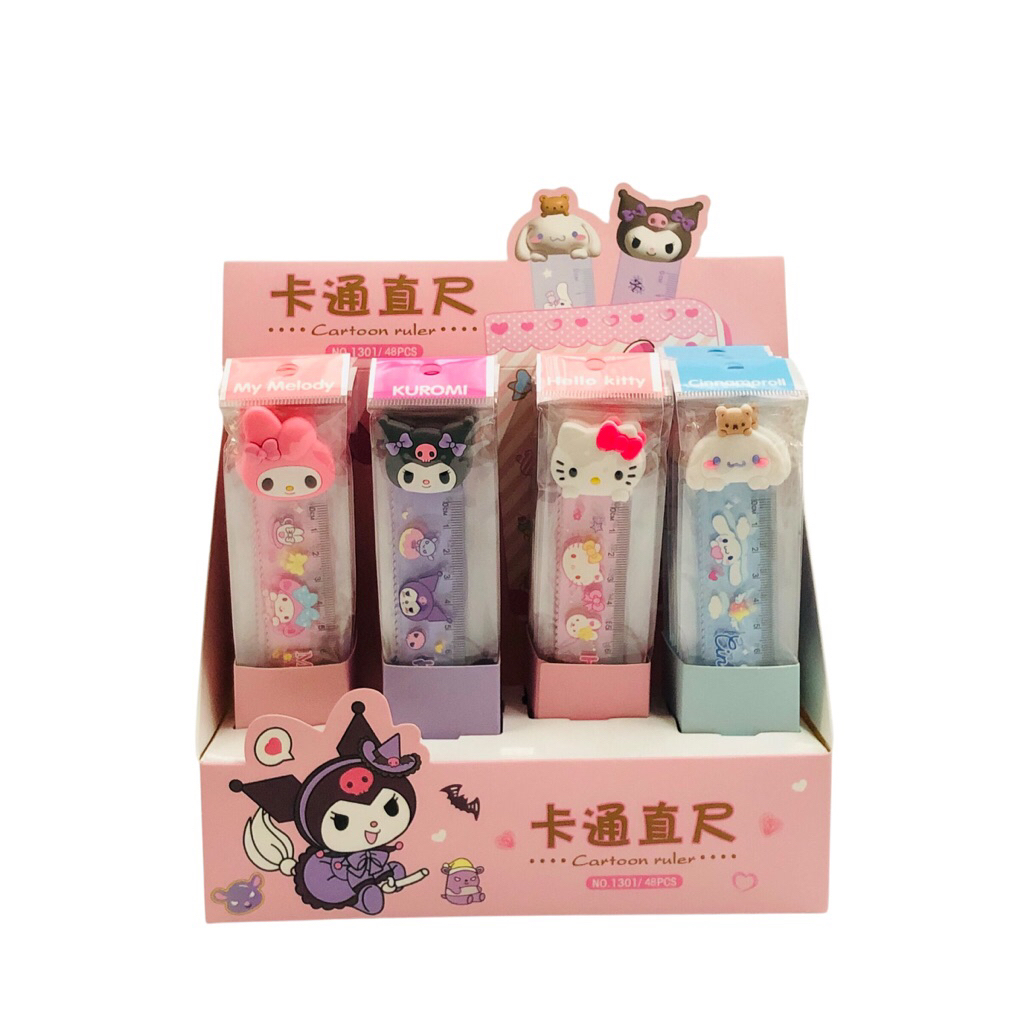 ไม้บรรทัดสั้น15cm หัวการ์ตูน น่ารัก กล่องละ 48 อันว