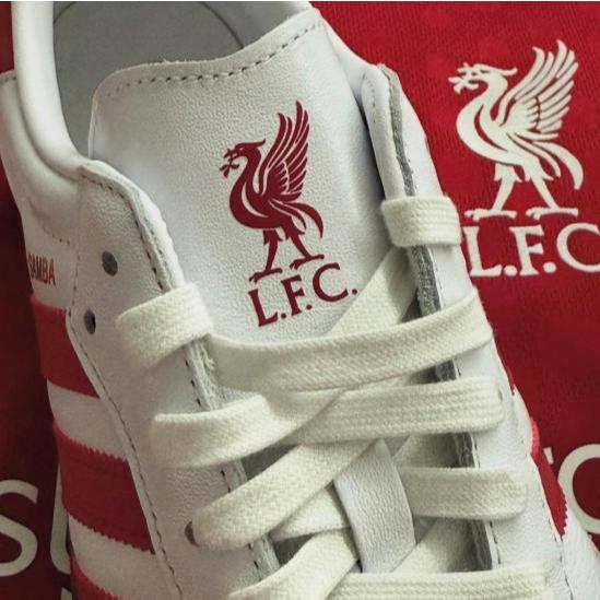 【ของแท้ 100%】Liverpool x Adidas Origins Samba Low Help White Red - รูปที่ 3
