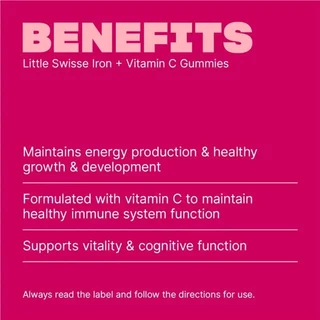 Little Swisse Iron + Vit C Gummies 40 Pack ธาตุเหล็ก วิตามินซี สำหรับเด็กแบบกัมมี่