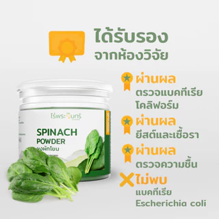 ผงผักโขม มีอย. แท้ ไม่ผสมแป้งและน้ำตาล แบรนด์ไร่พระจันทร์ (Spinach Powder ผงผักโขม ผักโขม ผักขม)