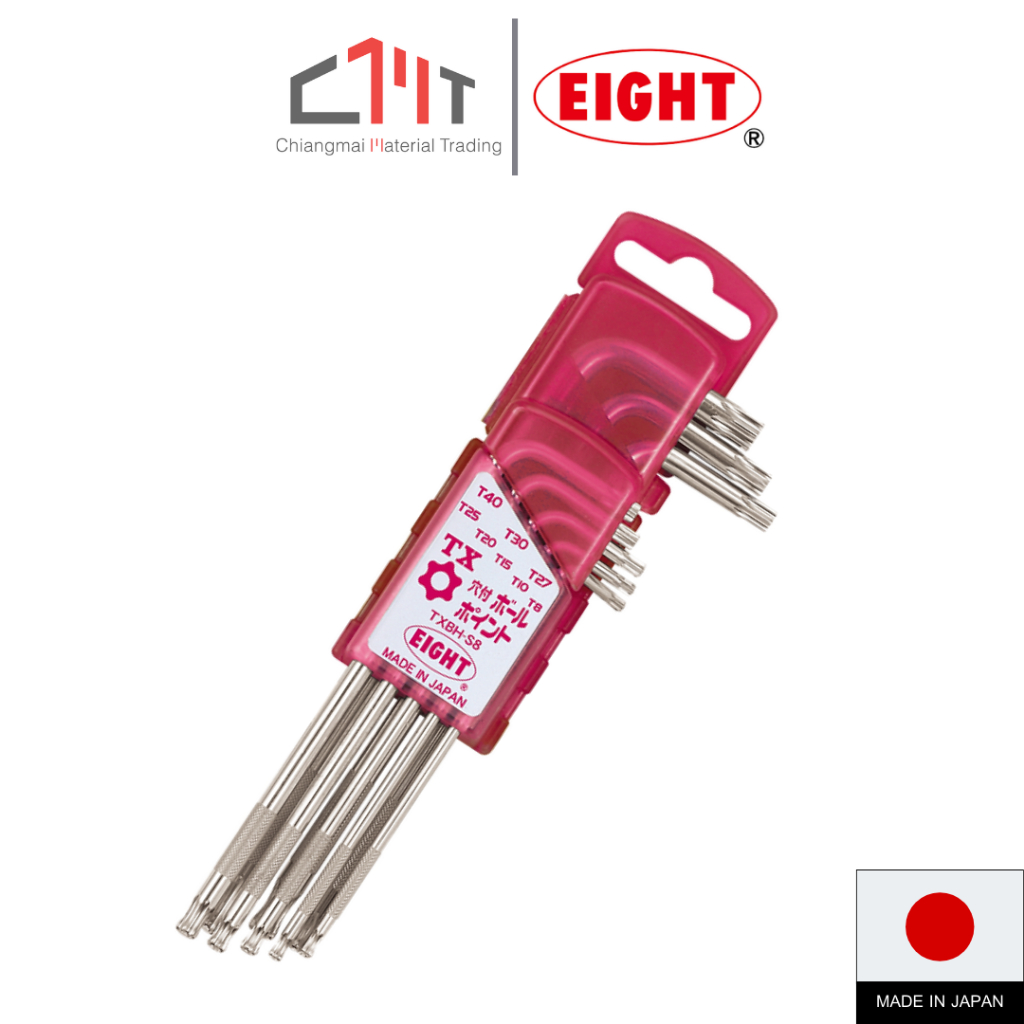 EIGHT ชุดประแจหัวบอล ท็อค ยาวสีขาว 8 ตัวชุด No.TXBH-S8