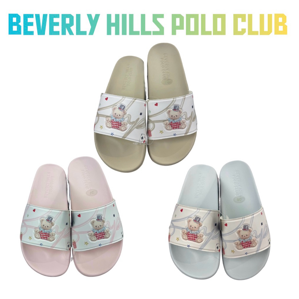 Beverly hills polo club รองเท้าแตะหญิงลายหมี