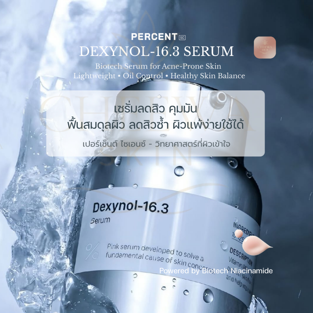 Percent Science Dexynol Serum 48 mL เซรั่มลดสิว ลดหน้ามัน ฟื้นฟูผิวอ่อนแอ เสริมเกราะผิว ปรับสมดุลผิว