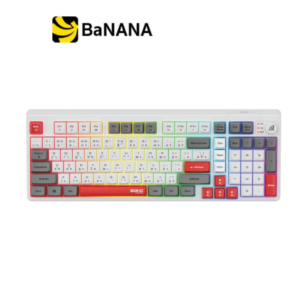 คีย์บอร์ดเกมมิ่ง Signo EXODUS KB-726 Tri-Mode White by Banana IT