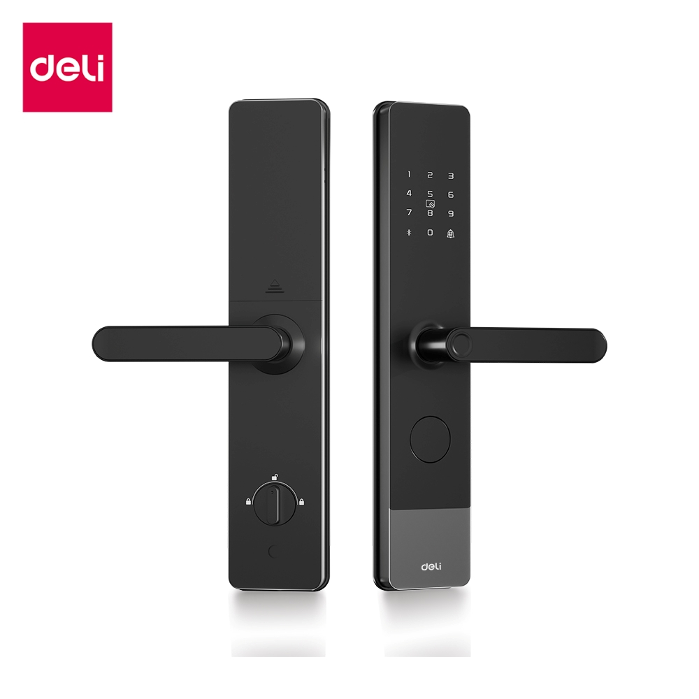 Deli สมาร์ทล็อคประตูอัจฉริยะ ปลดล็อคได้ 5 แบบ สแกนนิ้ว รหัสลวงเพิ่มความปลอดภัย อายุแบตนาน 1 ปี Smart