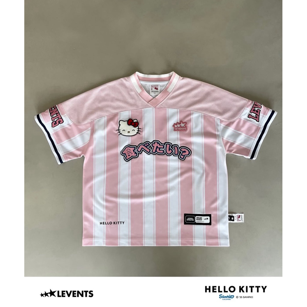 Levents x Hello Kitty | Striped Oversized Jersey Tee/ Pink