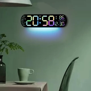 （จัดส่งจากกรุงเทพฯ）นาฬิกาดิจิตอลแขวนผนัง LED RGB พร้อมรีโมทคอนโทรล | แสดงเวลา อุณหภูมิ ปรับแสงกลางคืน มัลติฟังก์ชั่น