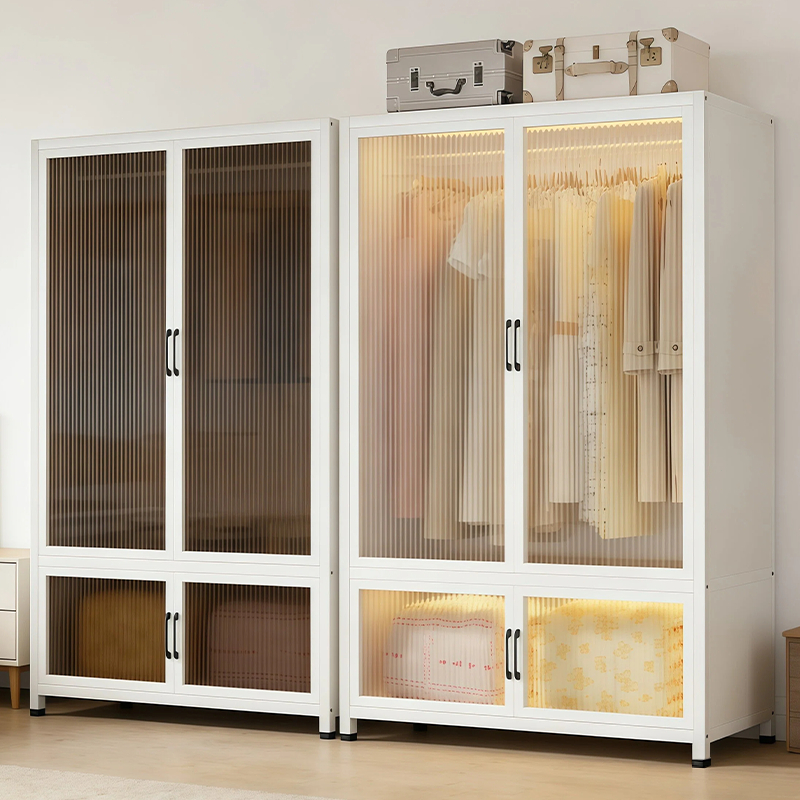 ตู้เสื้อผ้า 50/80/100cm ใช้ในบ้าน ตู้เสื้อผ้าเหล็ก ตู้เสื้อผ้ากันฝุ่น เหล็กคาร์บอนหนา ไม่มีสนิม ประห