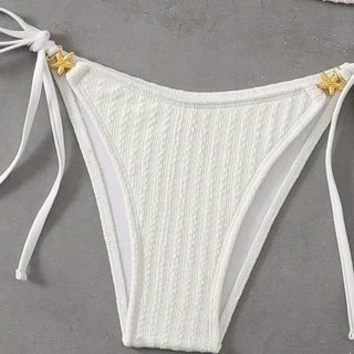 Victoria's Sunshine บิกินี่ ทูพีช white bikini สไตล์ฤดูร้อนใหม่ เว้าหลัง ผูกคอ#1077