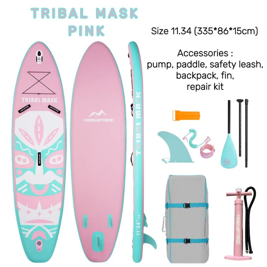 แพดเดิลบอร์ด SUP แบบเป่าลม บอร์ดพาย พร้อมอุปกรณ์ Inflatable SUP Board 11’ Tribal Mask Paddle board w