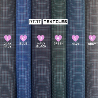 (Ayame Dark) ผ้าทอญี่ปุ่น ผ้ายานดาย ลายตารางขีดเส้น Japanese…