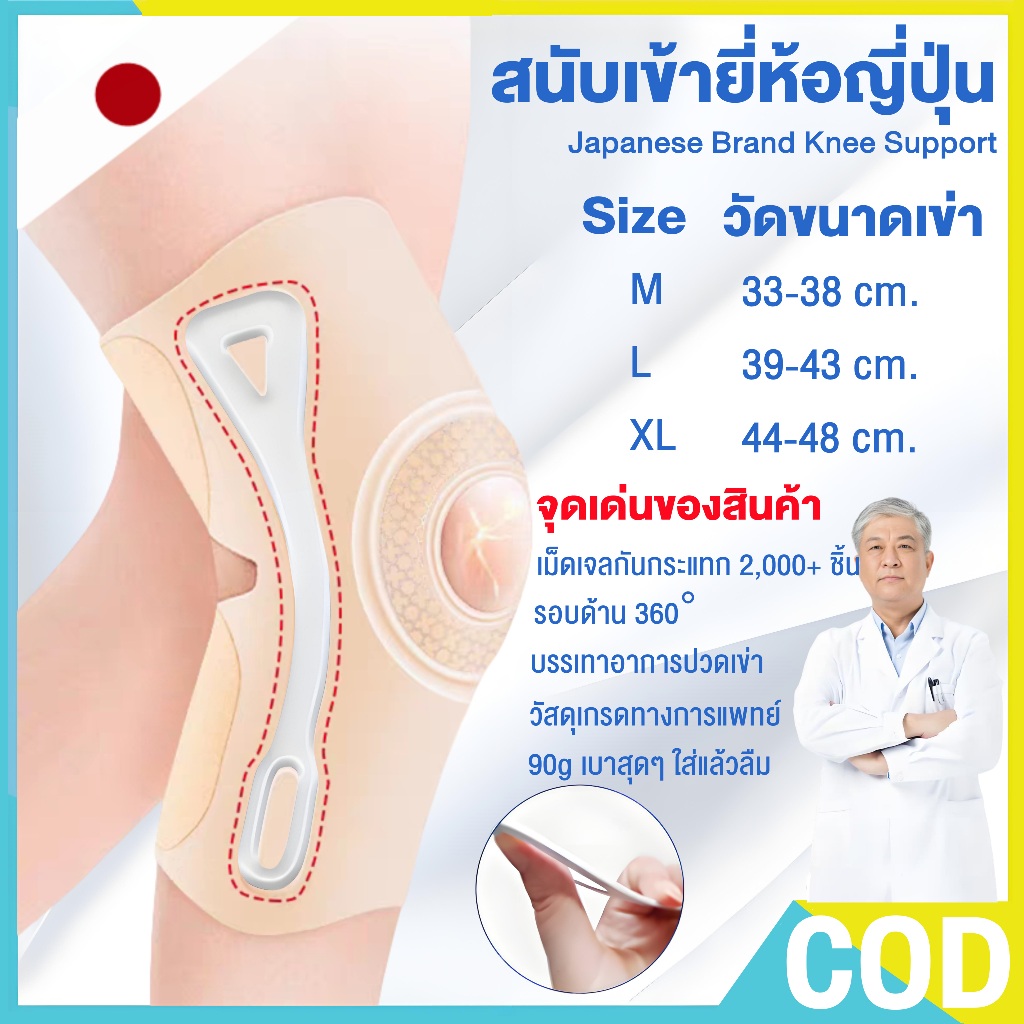 ซัพพอรท์หัวเข่า แบรนด์ญี่ปุ่น บาง0.6mm ( ของแท้รับประกัน1ปี ) บรรเทาปวดเข่า Knee Support สายรัดเข่า