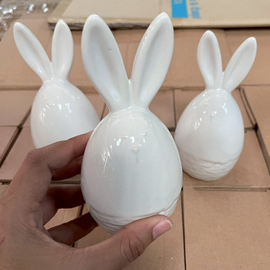 ตุ๊กตาเซรามิก ตุ๊กตารูปไข่กระต่าย ตุ๊กตาตั้งโต๊ะรูปกระต่าย ตกแต่งบ้าน ห้องนั่งเล่น ตกแต่งสวน