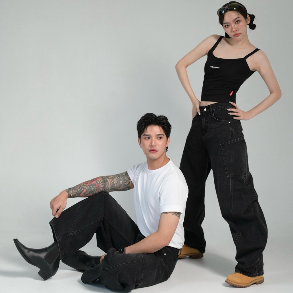 ยีนส์ WANWI รหัส W25 กางเกงยีนส์ทรงบาเรลผ้าไม่ยืด