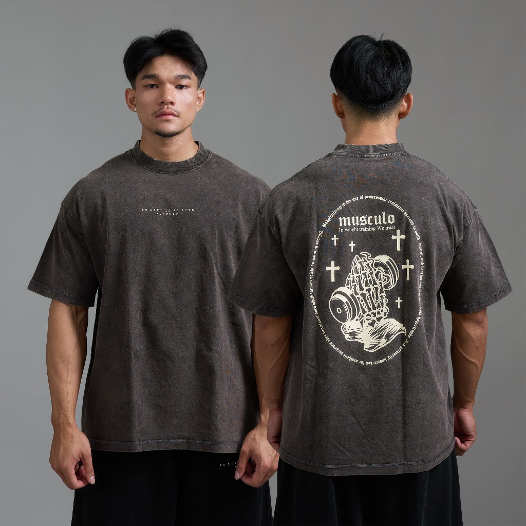 Musculo เสื้อยืดโอเวอร์ไซส์ฟอกวินเทจ 2025