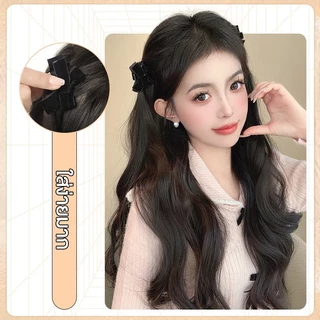 พร้อมส่ง!🇹🇭 ราคา/คูู่ กิ๊บโบว์สีดำหนีบผมพร้อมแฮร์พีช ผมลอน/ผมตรง กิ๊บแฮร์พีช ผมไหมเกรดคุณภาพพรีเมี่ยม เลียนแบบผมธรรมชาติ