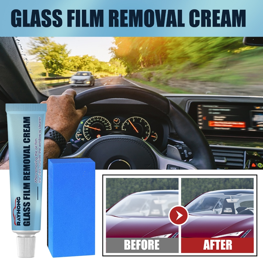 Rayhong รถยนต์ glass oil film remover ครีม ทำความสะอาดกระจกรถยนต์ เรียกคืนการส่งผ่านแสง เหมาะสำหรับกระจกหน้ารถยนต์