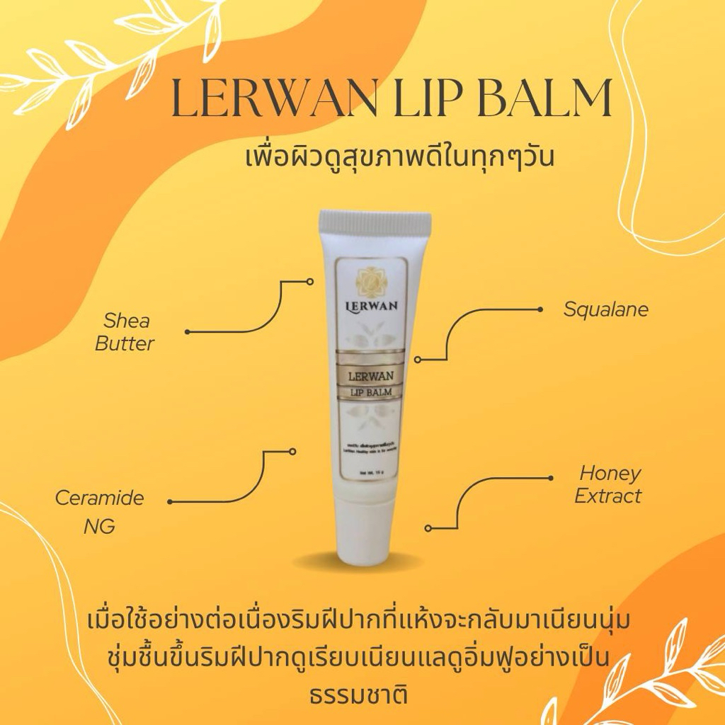 Lerwan Lip balm ผลิตภัณฑ์บำรุงริมฝีปากที่แห้งและขาดความชุ่มชื้นขนาด 15 กรัม