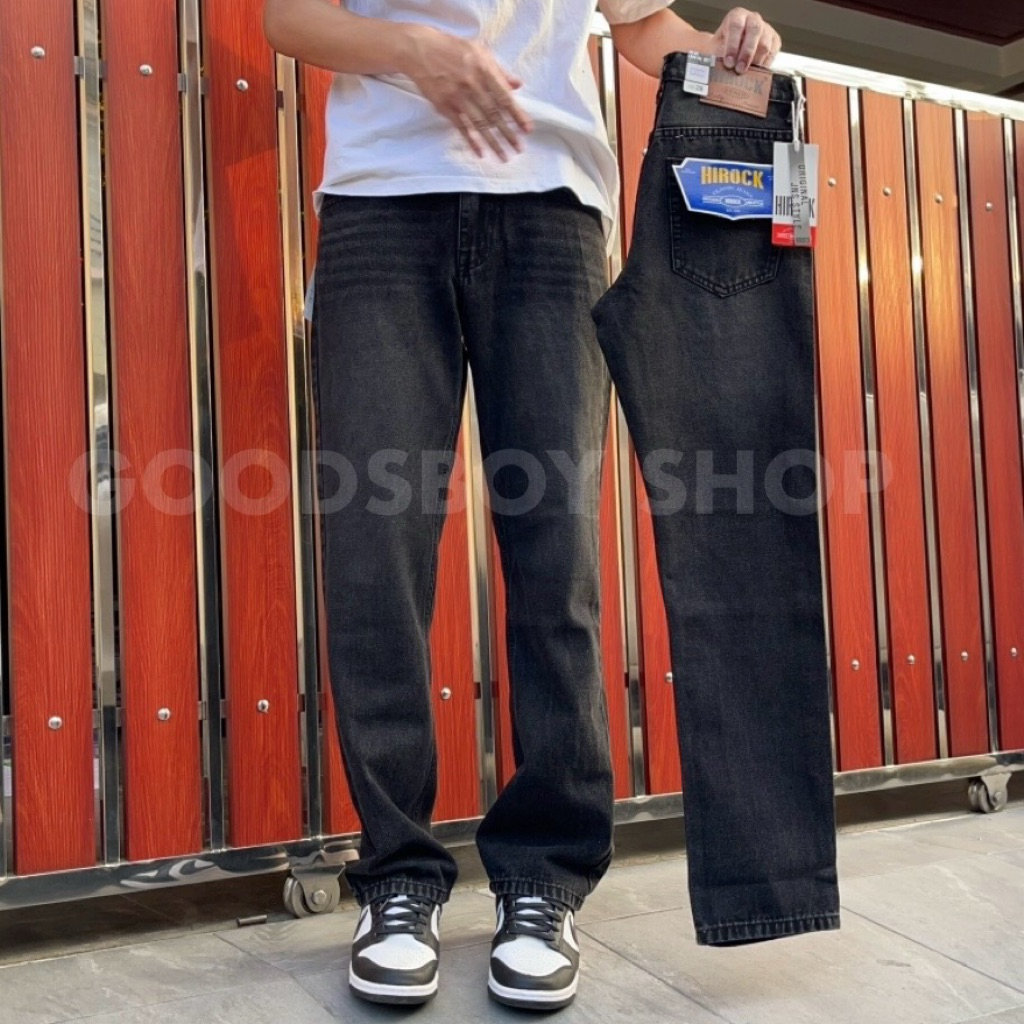HIROCK กางเกงยีนส์ทรงกระบอกกลางผู้ชาย