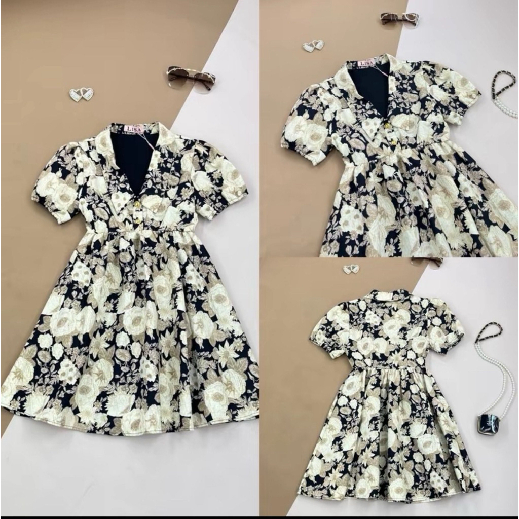 ชุดเดรสสั้นแขนตุ๊กตา LISA Brand SIZE XS