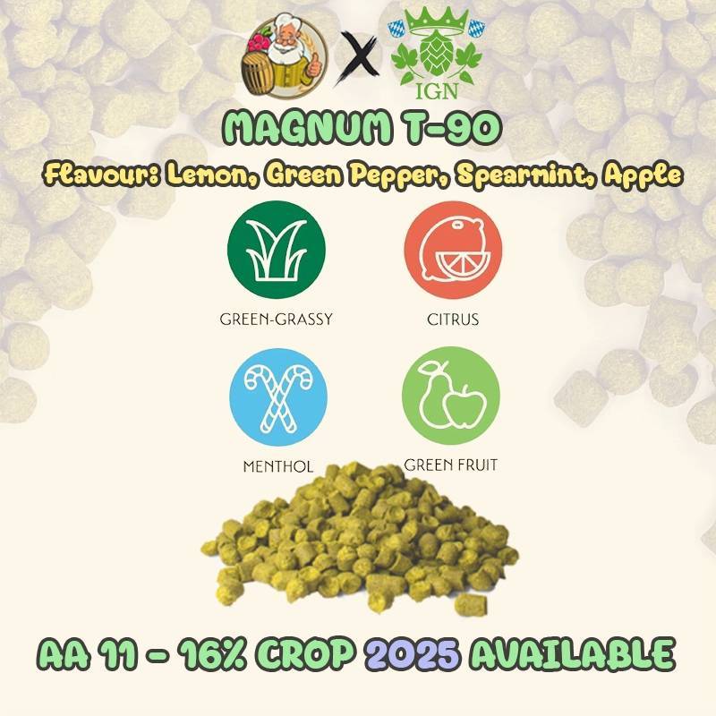 แม็คนัมฮอปส์ Magnum (GR) PELLET HOPS (T90) Crop Year 2025