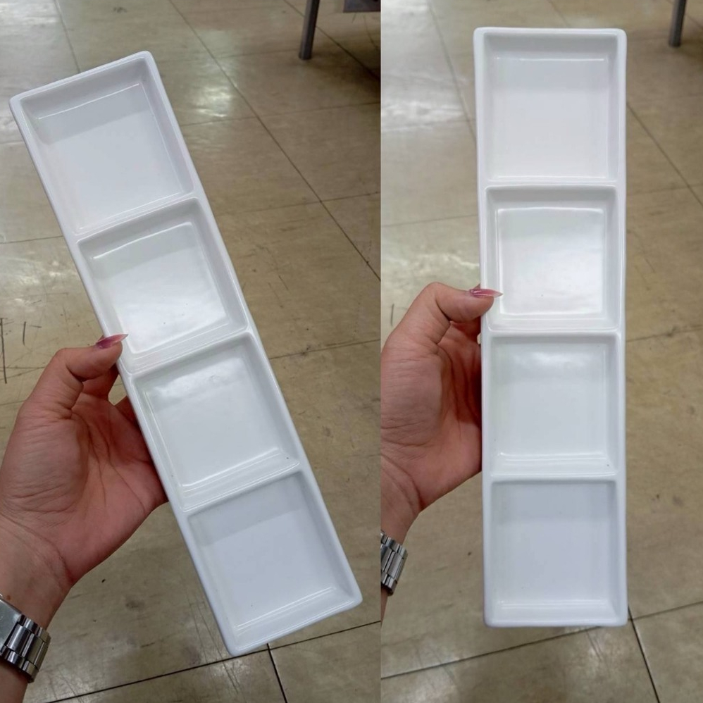 ถ้วยเซรามิก 12 นิ้ว ถ้วยน้ำจิ้ม 4 ช่อง ถ้วยสีขาว ทำจากเซรามิกเนื้อดี เข้าไมโครเวฟได้