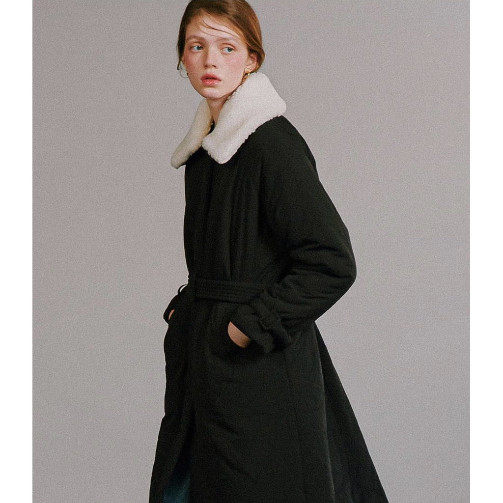 Ron Ron Raglan Belted Padding Coat_Black