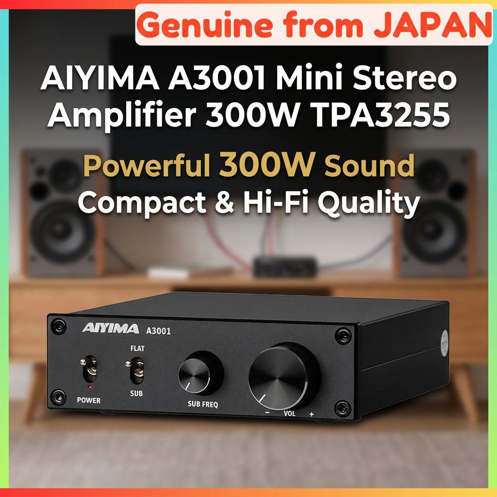 AIYIMA Car Stereo Amplifier A3001 Mini Stereo Amplifier 300W Subwoofer Amplifier TPA3255 Class D