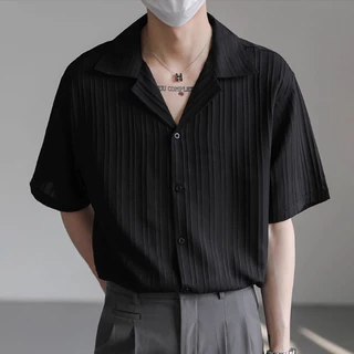 เสื้อเชิ้ตคอปกสไตล์เกาหลีทันสมัย ​​ใส่ได้ทั้งชายและหญิง เสื้อสีพื้นเรียบๆ มีสไตล์ เสื้อเชิ้ตสีดำขาวสำหรับผู้ชาย【COD】