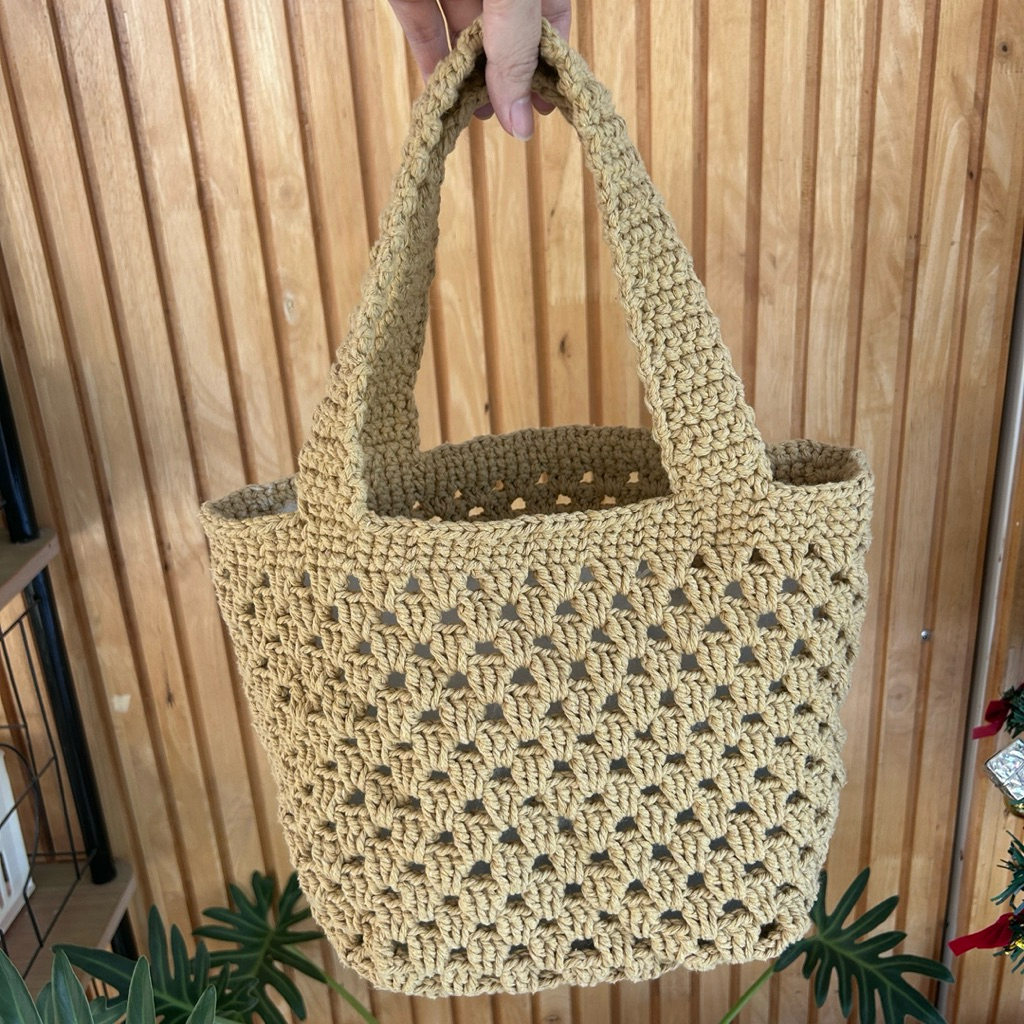 Handmade กระเป๋าถือถักเชือกฟอก