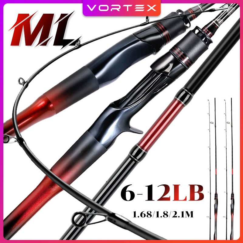 คันเบ็ดตกปลา คันเบ็ด ML การกระทำ 2 ส่วน 6-12lb คันเบ็ด สำหรับจิ๊กกิ้ง คันเบ็ดพกพาสำหรับตกปลา คาร์บอน