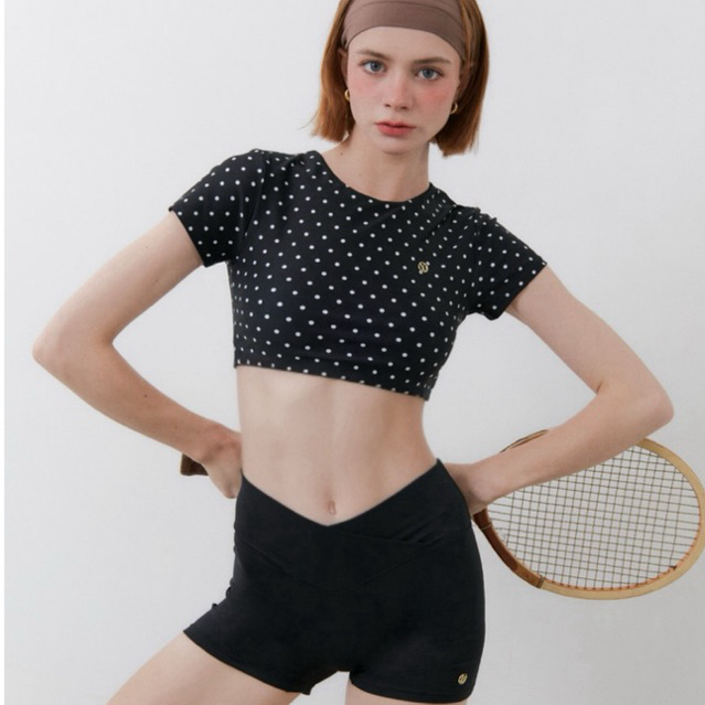 vyu polkadot baby top เสื้อออกกำลังกายลายจุดยอดฮิต