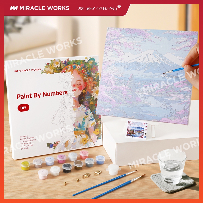MW ระบายสีตามตัวเลข 20x20ซม มีเฟรม ภาพวาดตกแต่งอะคริลิก ของขวัญ DIY สำหรับเด็ก คู่