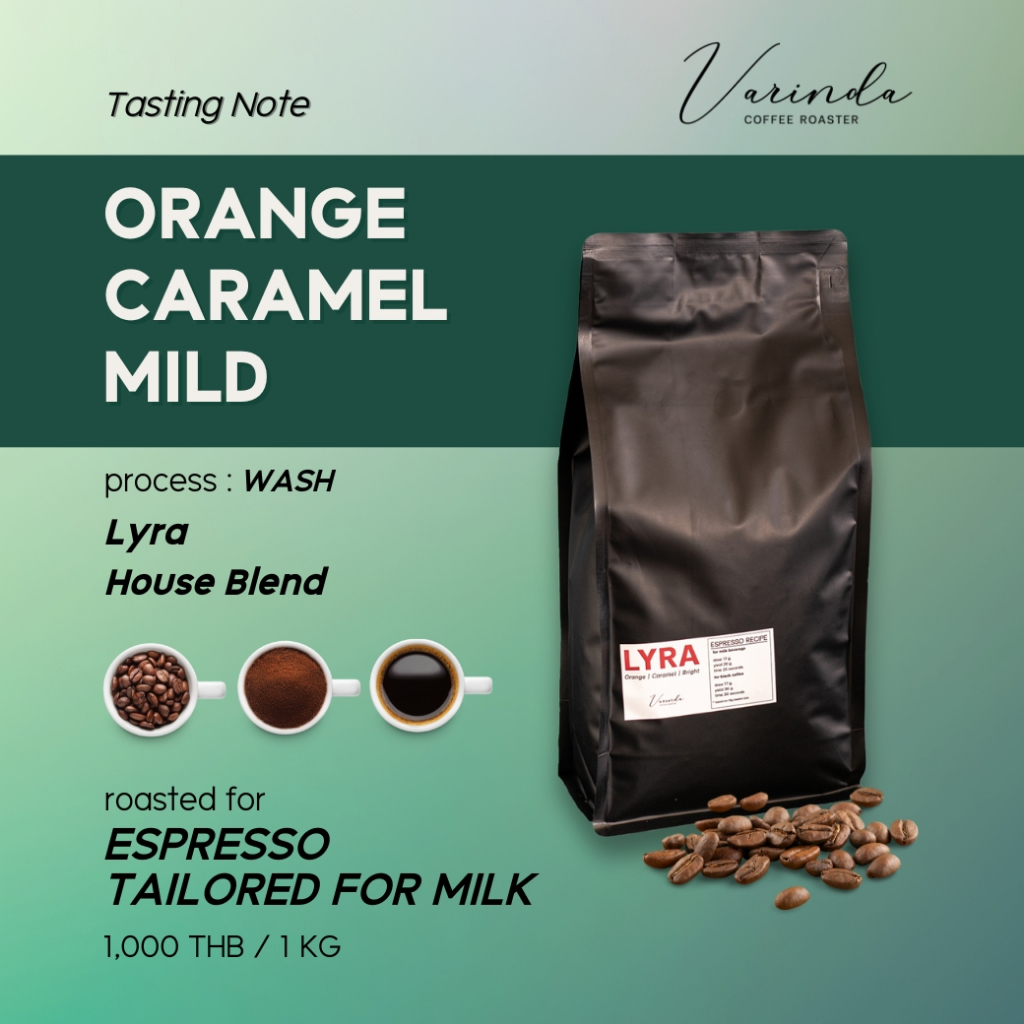 เมล็ดกาแฟ Espresso Kenya Blend คั่วกลาง-อ่อน 1kg | LYRA House Blend - Varinda Coffee Roaster