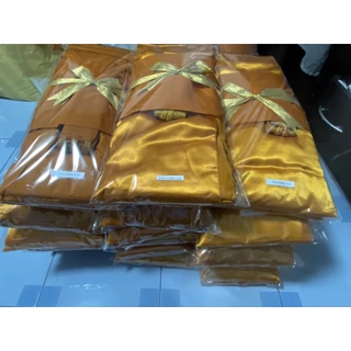 ผ้าไตรมิสลิน 7 ชิ้น ขนาด 2 เมตร เกรดAAA เนื้อผ้านุ่ม ผูกโบว์ทอง สำหรับใช้ถวาย ในงานพิธีต่างๆ